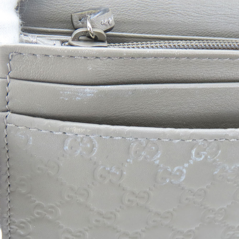 GUCCI Long Wallet Purse 449396 Sima leather Gray type Women Used Authentic