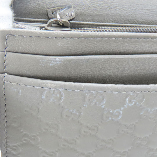 GUCCI Long Wallet Purse 449396 Sima leather Gray type Women Used Authentic