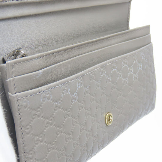 GUCCI Long Wallet Purse 449396 Sima leather Gray type Women Used Authentic