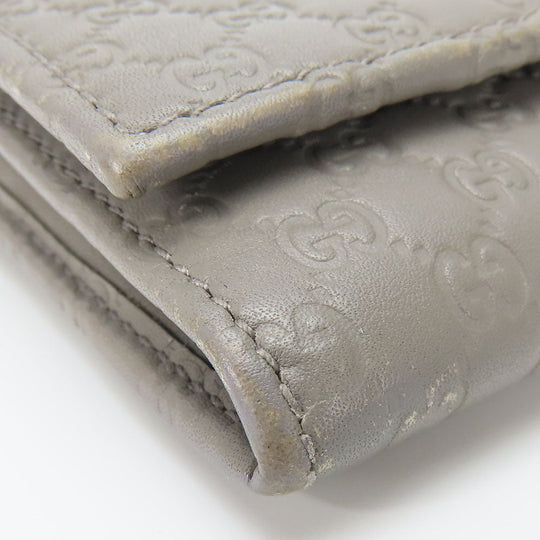 GUCCI Long Wallet Purse 449396 Sima leather Gray type Women Used Authentic