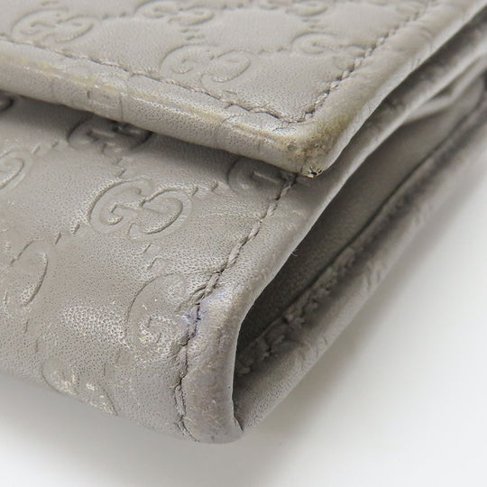 GUCCI Long Wallet Purse 449396 Sima leather Gray type Women Used Authentic