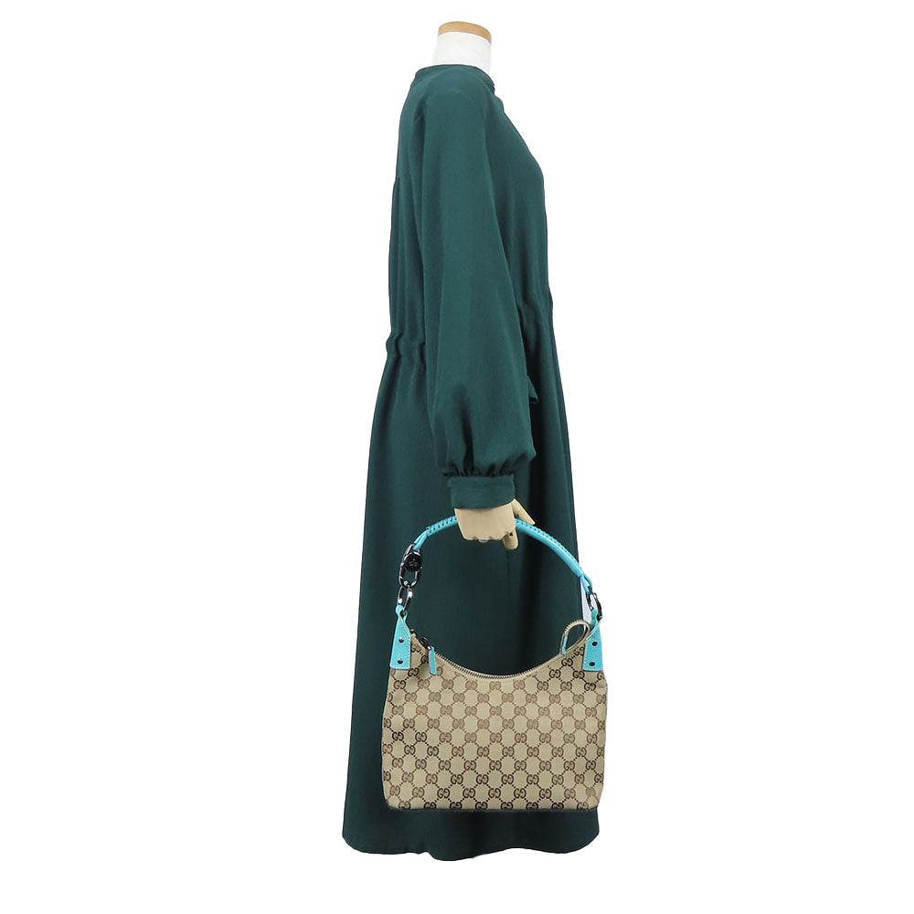 GUCCI Shoulder Bag 115002 GG canvas, leather blue Women Used Authentic