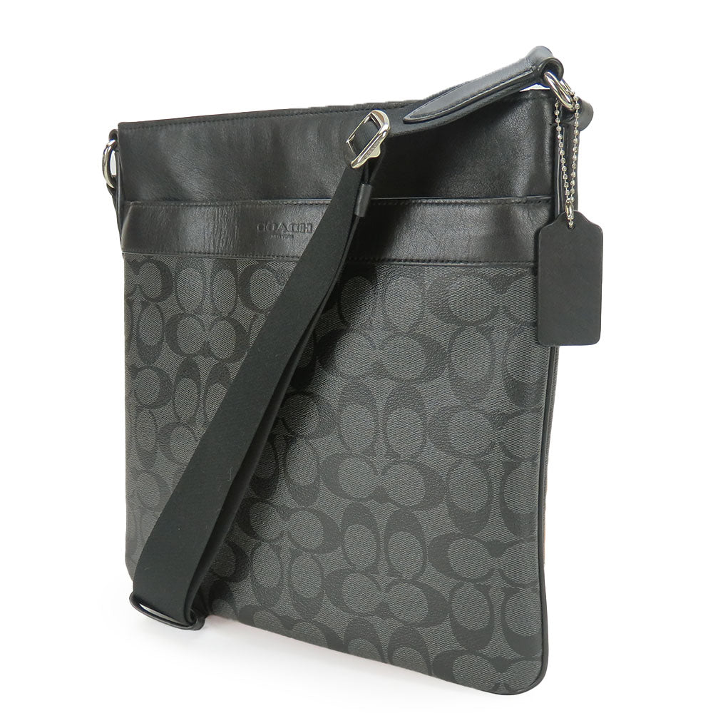 COACH Shoulder Bag F54781 PVC, Leather black Signature mens Used Authentic