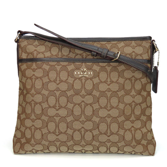 COACH Shoulder Bag F58285 Canvas, Leather Brown Signature Women Used Authentic