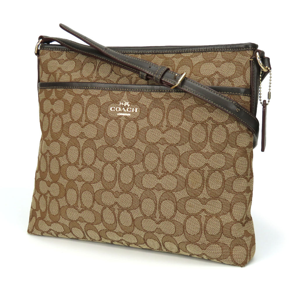COACH Shoulder Bag F58285 Canvas, Leather Brown Signature Women Used Authentic