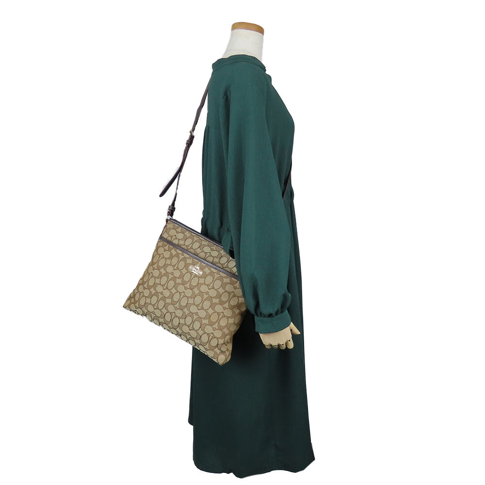 COACH Shoulder Bag F58285 Canvas, Leather Brown Signature Women Used Authentic