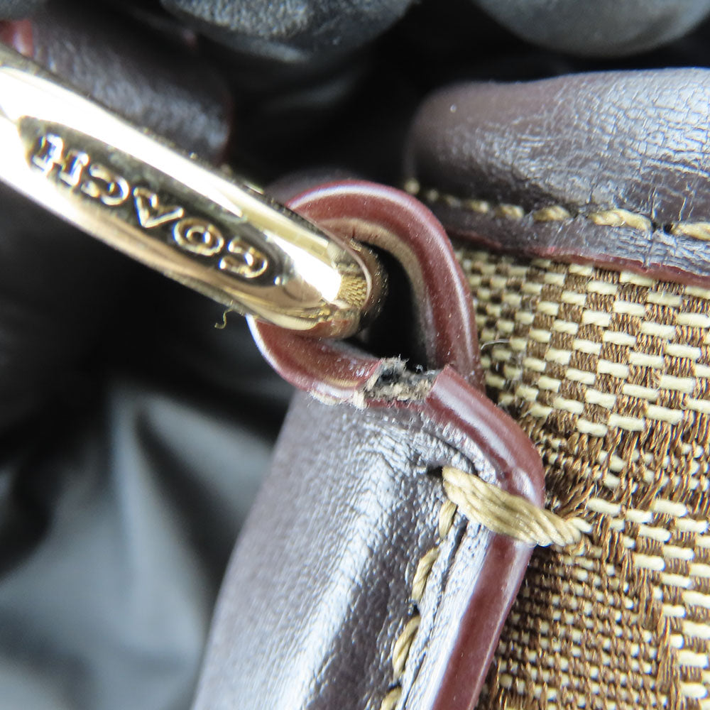 COACH Shoulder Bag F58285 Canvas, Leather Brown Signature Women Used Authentic