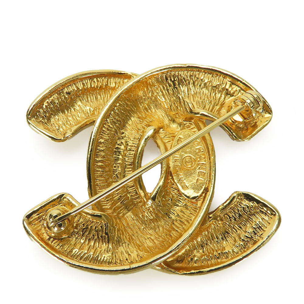 CHANEL Brooch metal gold Matelasse stitch Women Used Authentic