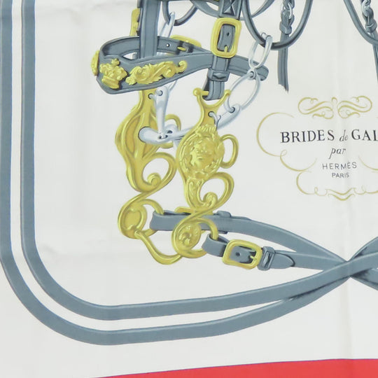 HERMES scarf silk Red Carre90 Women Used Authentic