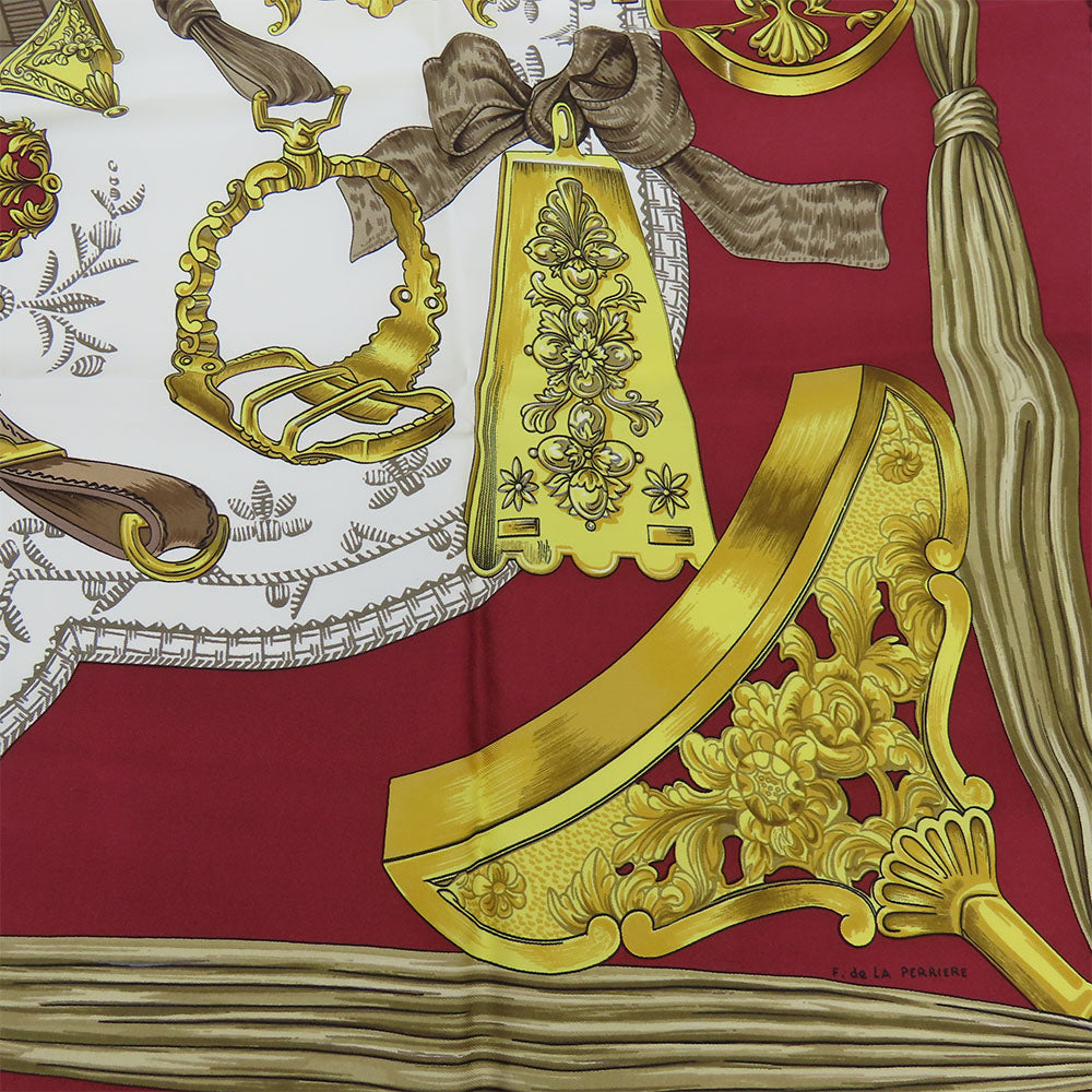 HERMES scarf silk Red Carre90 Women Used Authentic