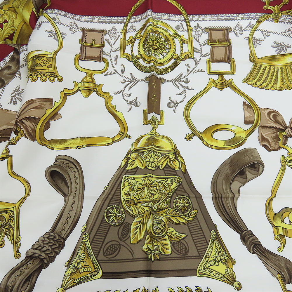 HERMES scarf silk Red Carre90 Women Used Authentic