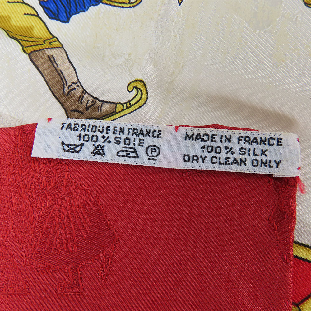 HERMES scarf silk Red Joies d'Hiver Carre90 Women Used Authentic