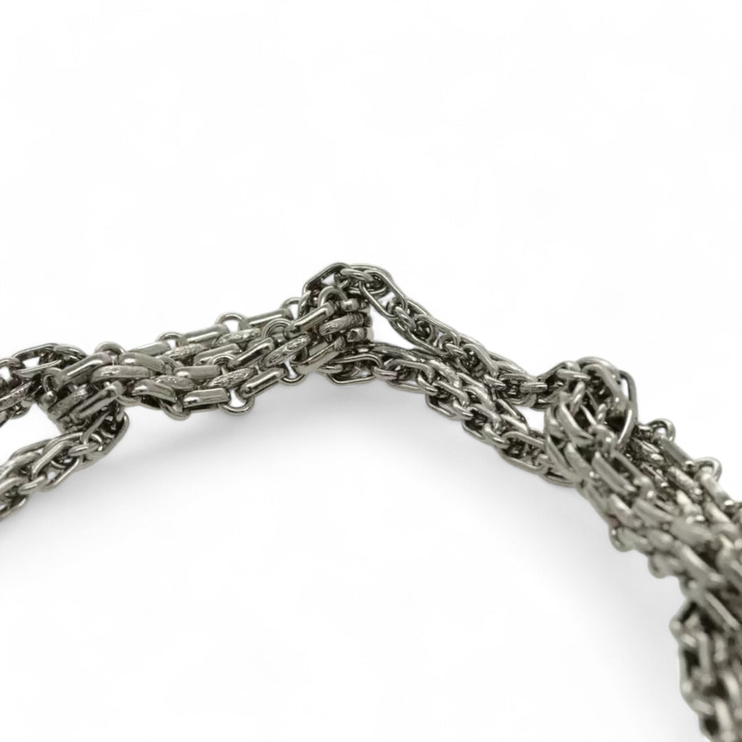 CHANEL Chain Shoulder Bag Patent Leather Black Silver CC