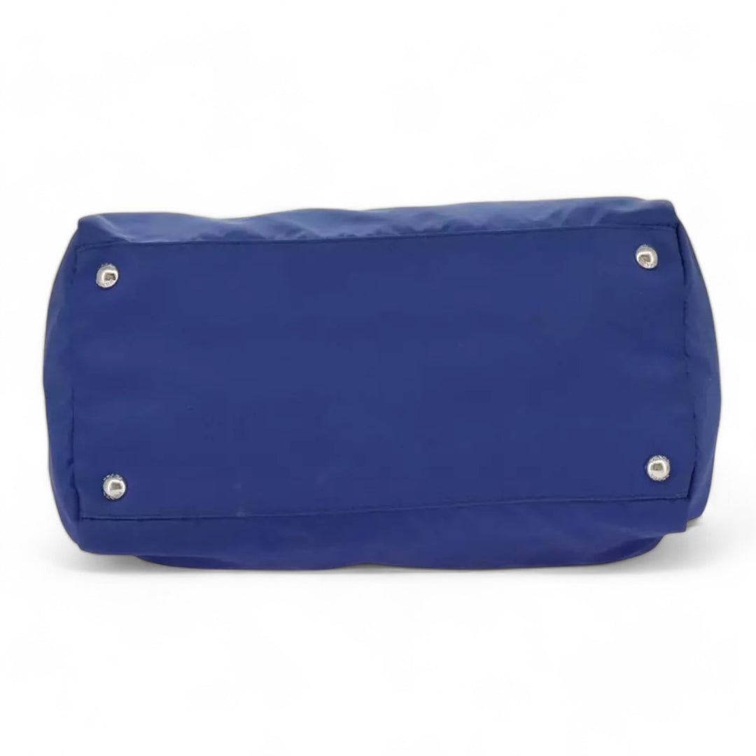 Prada Handbag Nylon 2way Blue Silver Women's Bag with Shoulder Strap