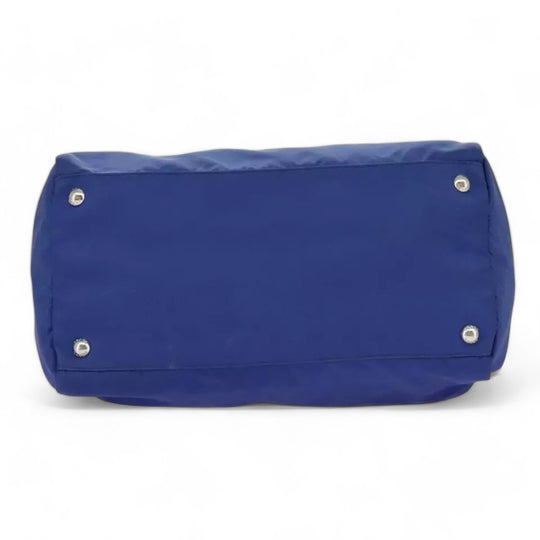 Prada Handbag Nylon 2way Blue Silver Women's Bag with Shoulder Strap