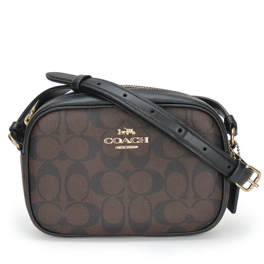 COACH Shoulder Bag C9926 Leather, PVC coated canvas black Signature Mini Jamie Women Used Authentic