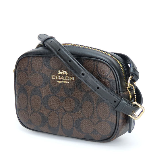 COACH Shoulder Bag C9926 Leather, PVC coated canvas black Signature Mini Jamie Women Used Authentic