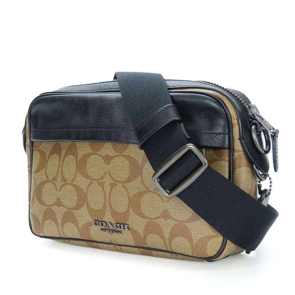 COACH Shoulder Bag F50715 PVC, Leather beige mens Used Authentic