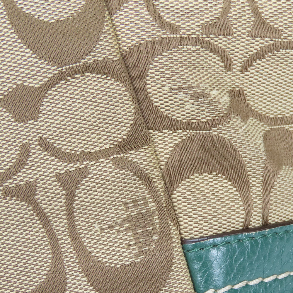 COACH Tote Bag F23297 Canvas, Leather green Women Used Authentic