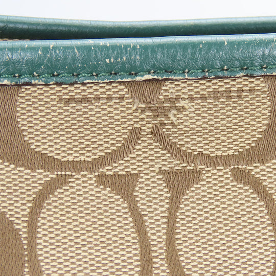 COACH Tote Bag F23297 Canvas, Leather green Women Used Authentic