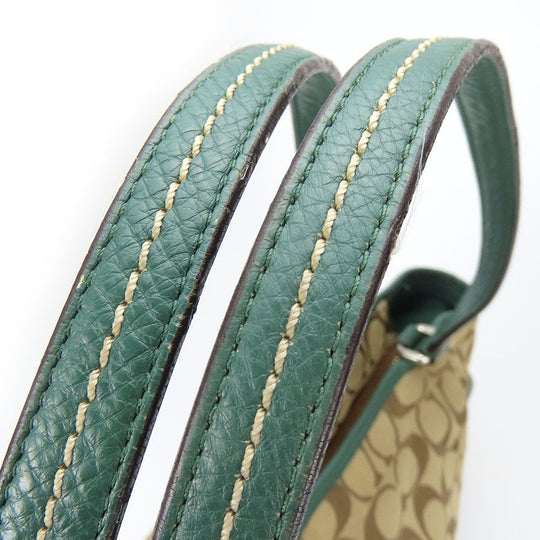 COACH Tote Bag F23297 Canvas, Leather green Women Used Authentic