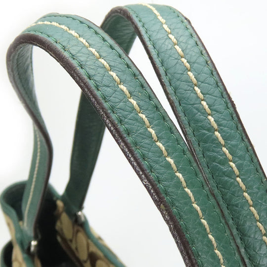 COACH Tote Bag F23297 Canvas, Leather green Women Used Authentic