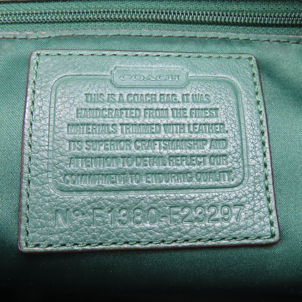 COACH Tote Bag F23297 Canvas, Leather green Women Used Authentic