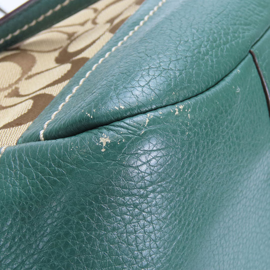 COACH Tote Bag F23297 Canvas, Leather green Women Used Authentic