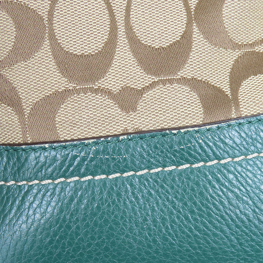 COACH Tote Bag F23297 Canvas, Leather green Women Used Authentic