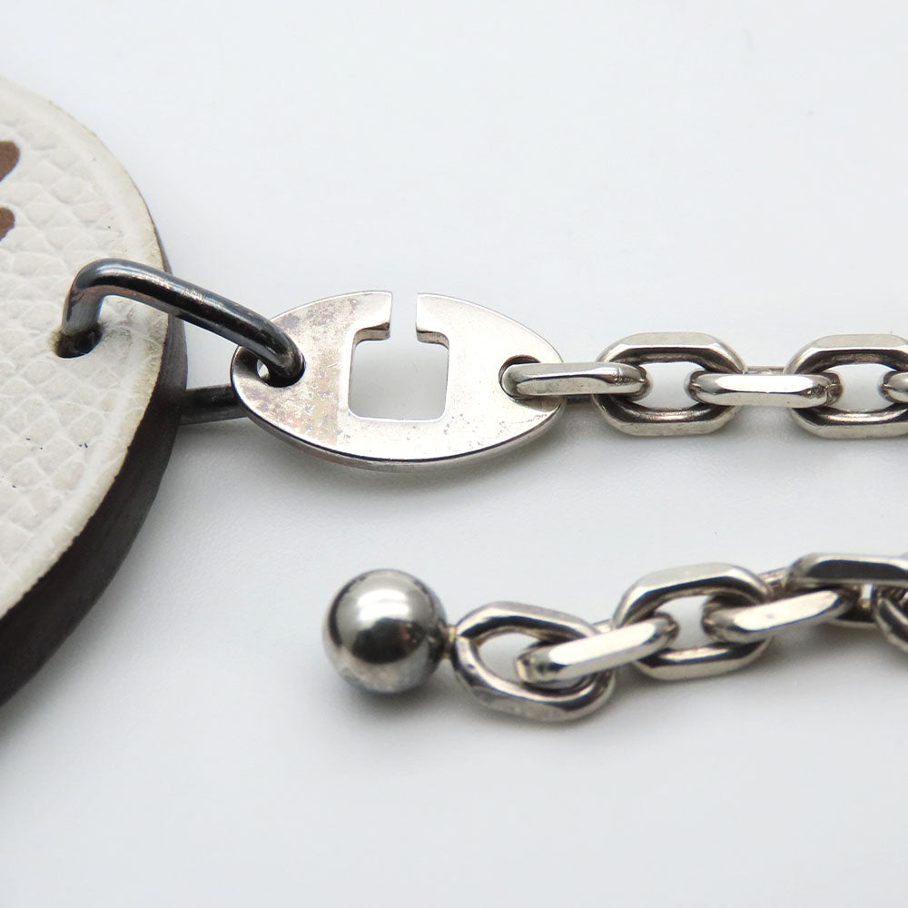 HERMES Bag charm Leather, Silver925 Brown reindeer Women Used Authentic