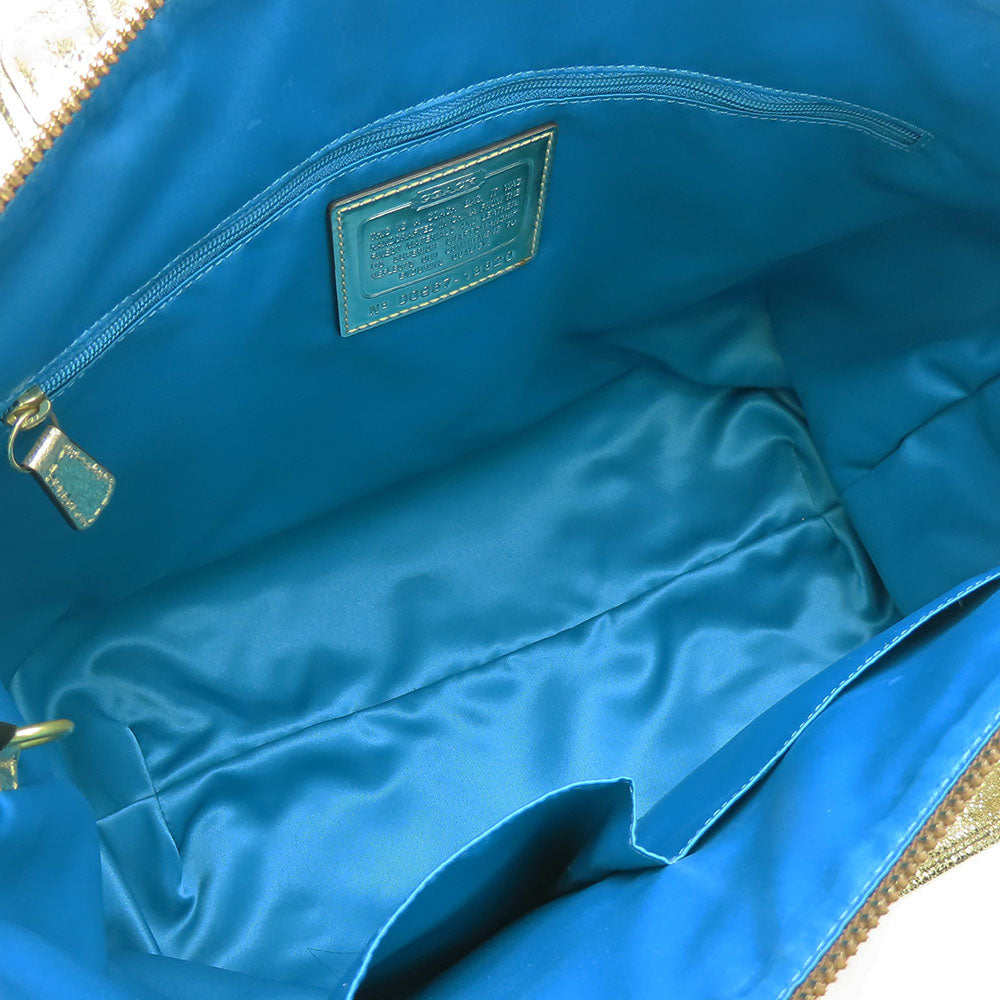 COACH Tote Bag 13820 leather gold Poppy Women Used Authentic