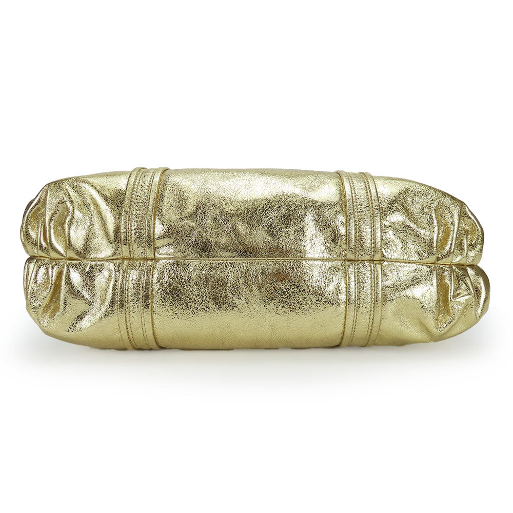 COACH Tote Bag 13820 leather gold Poppy Women Used Authentic