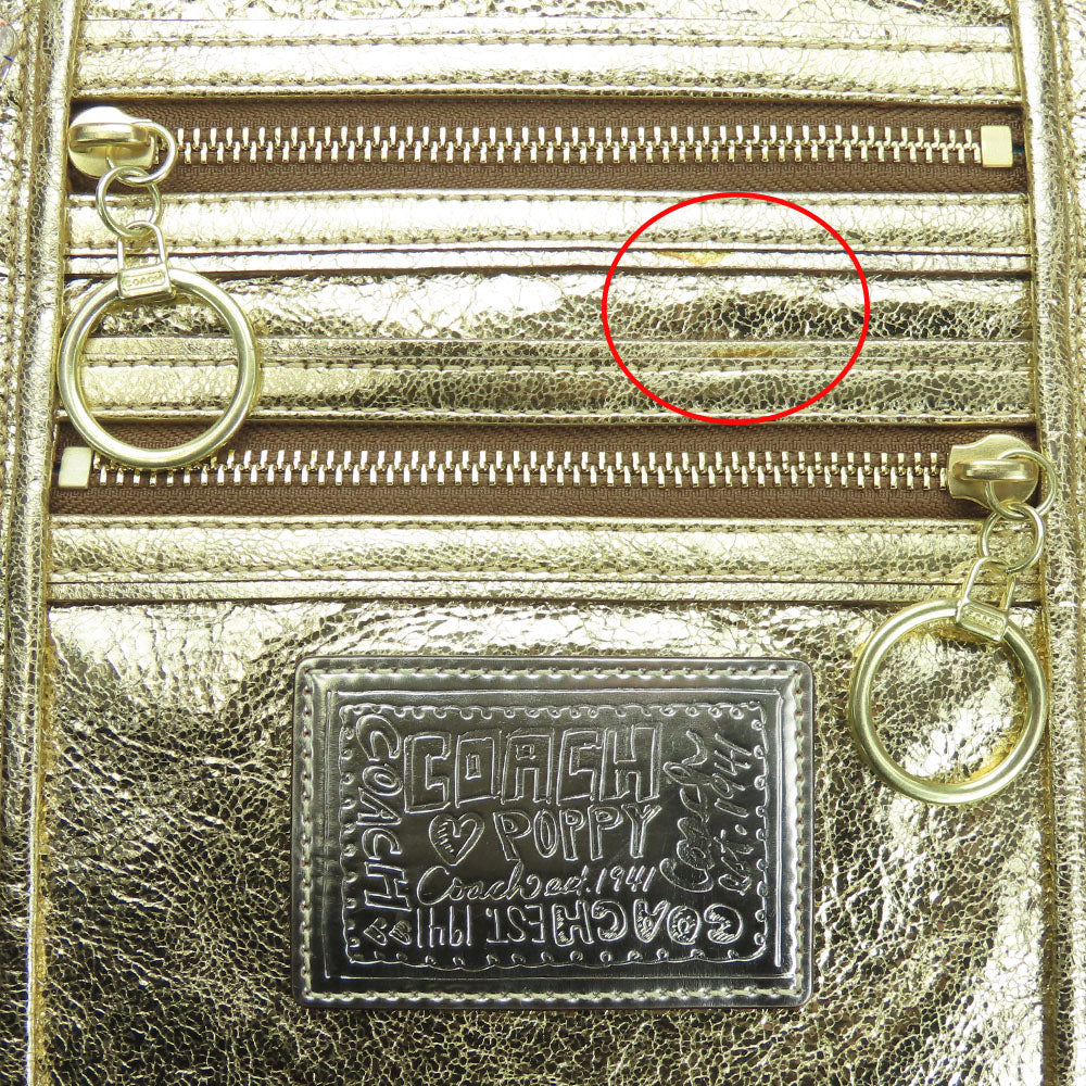 COACH Tote Bag 13820 leather gold Poppy Women Used Authentic