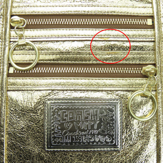 COACH Tote Bag 13820 leather gold Poppy Women Used Authentic