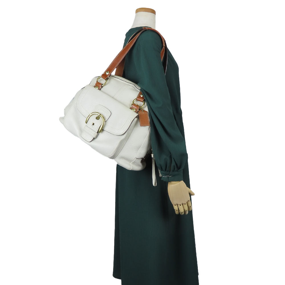 COACH Tote Bag 11843 leather white Women Used Authentic