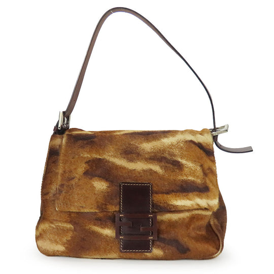 FENDI Shoulder Bag 26325 pony, leather Brown Mamma Bucket Women Used Authentic