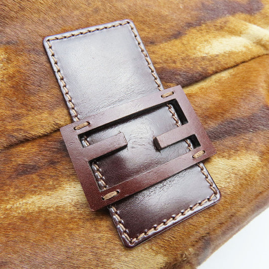 FENDI Shoulder Bag 26325 pony, leather Brown Mamma Bucket Women Used Authentic