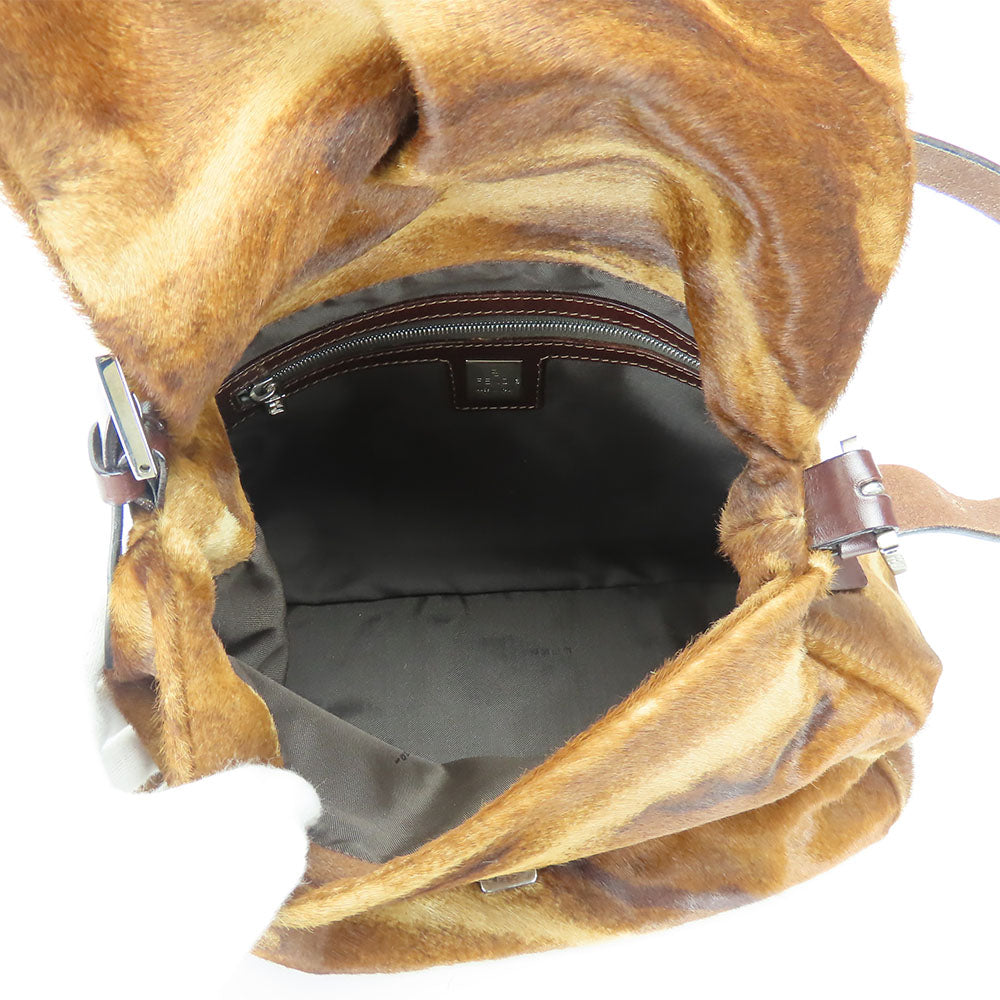 FENDI Shoulder Bag 26325 pony, leather Brown Mamma Bucket Women Used Authentic