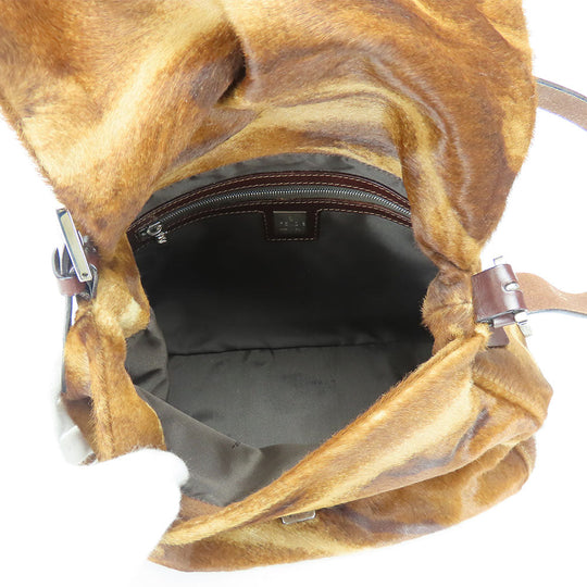 FENDI Shoulder Bag 26325 pony, leather Brown Mamma Bucket Women Used Authentic