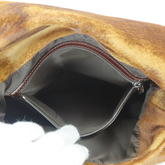 FENDI Shoulder Bag 26325 pony, leather Brown Mamma Bucket Women Used Authentic