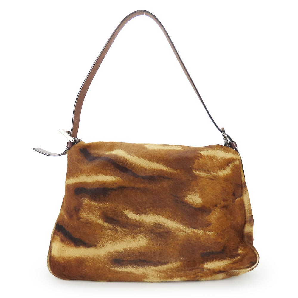 FENDI Shoulder Bag 26325 pony, leather Brown Mamma Bucket Women Used Authentic