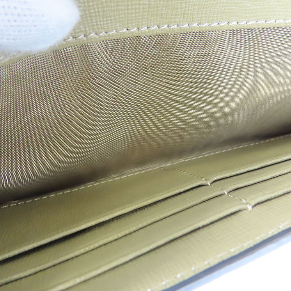 Furla Long Wallet Purse leather khaki Women Used Authentic