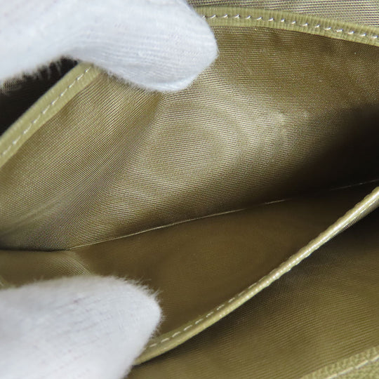 Furla Long Wallet Purse leather khaki Women Used Authentic