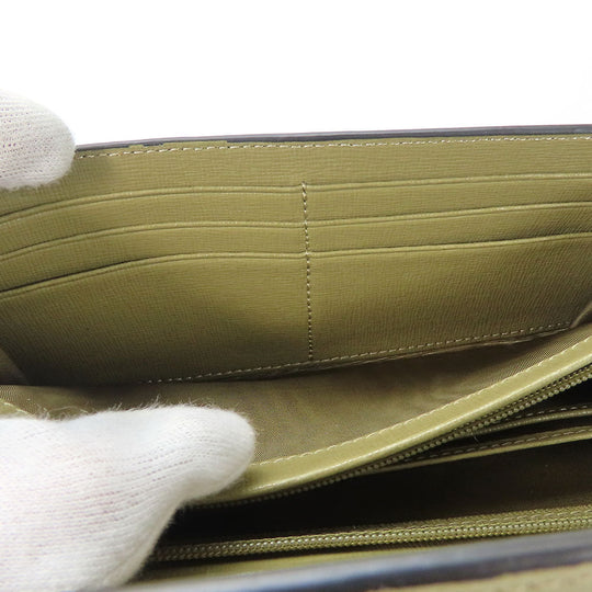 Furla Long Wallet Purse leather khaki Women Used Authentic