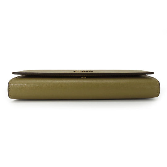 Furla Long Wallet Purse leather khaki Women Used Authentic