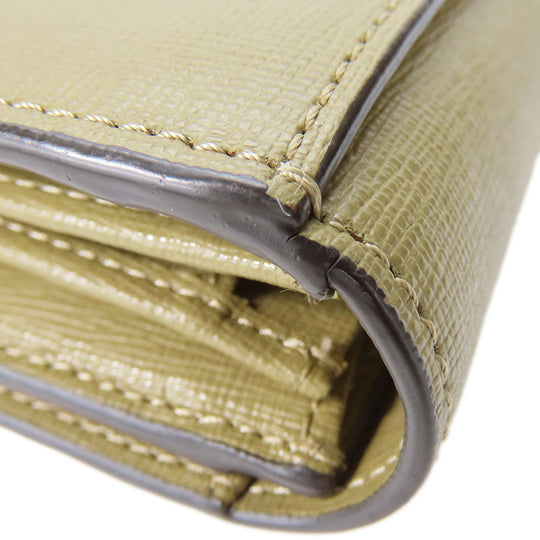 Furla Long Wallet Purse leather khaki Women Used Authentic