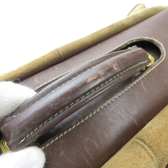 LOEWE Business bag leather Brown mens Used Authentic