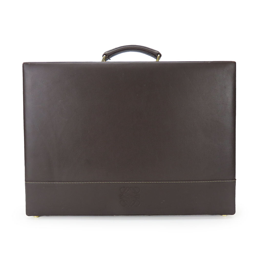 LOEWE Business bag leather Brown mens Used Authentic