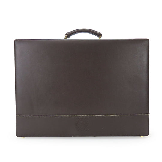 LOEWE Business bag leather Brown mens Used Authentic