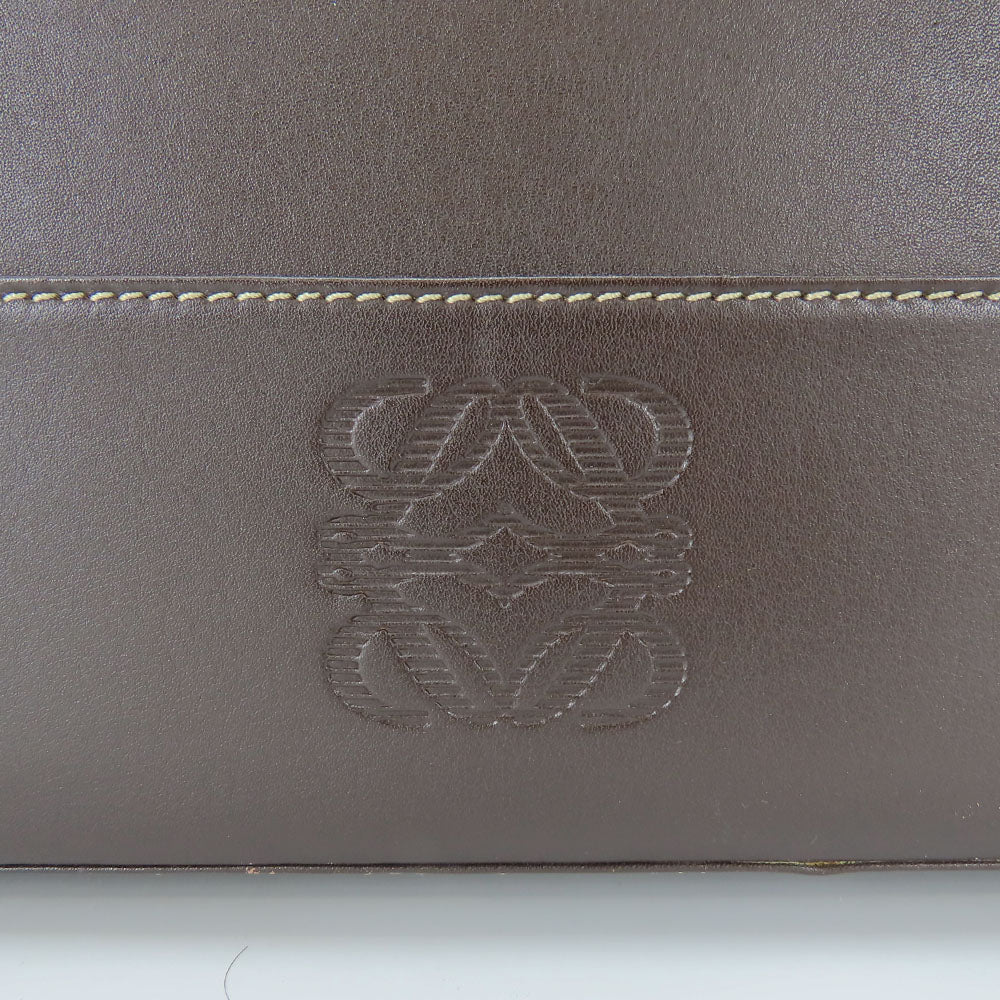LOEWE Business bag leather Brown mens Used Authentic